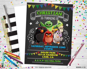 113 | Angry Birds Party Invitation & Thank You Card