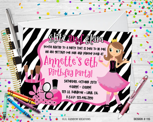 115 | Glitz And Glam Party Invitation & Thank You Card