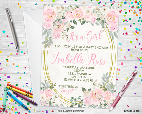 116 | Blush Pink Floral Baby Shower Party Pack