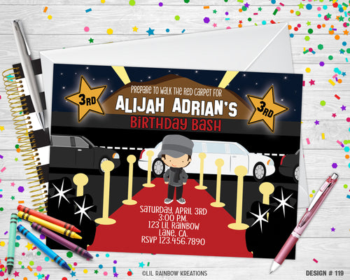119 | Red Carpet Party Invitation & Thank You Card