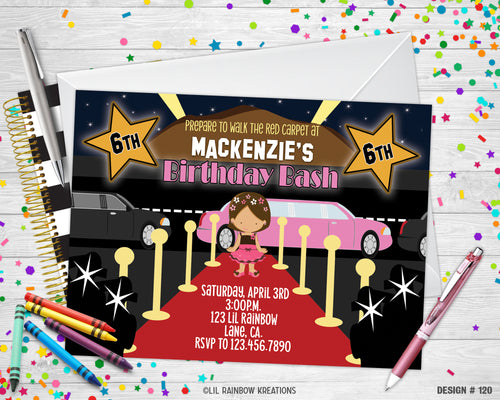 120 | Red Carpet Party Invitation & Thank You Card