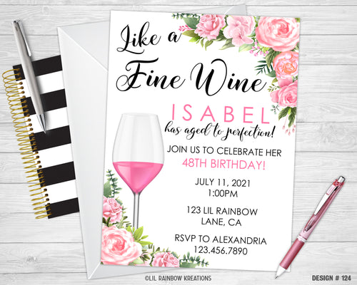124 | Aged To Perfection Party Invitation & Thank You Card