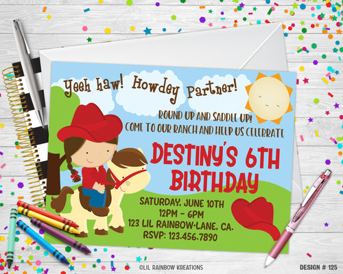 125 | Cowgirl Party Invitation & Thank You Card