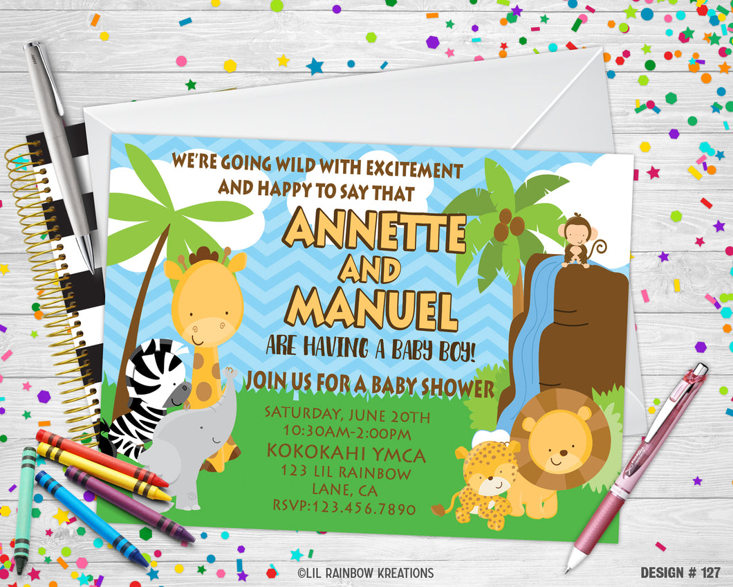 127 | Jungle Safari Party Invitation & Thank You Card