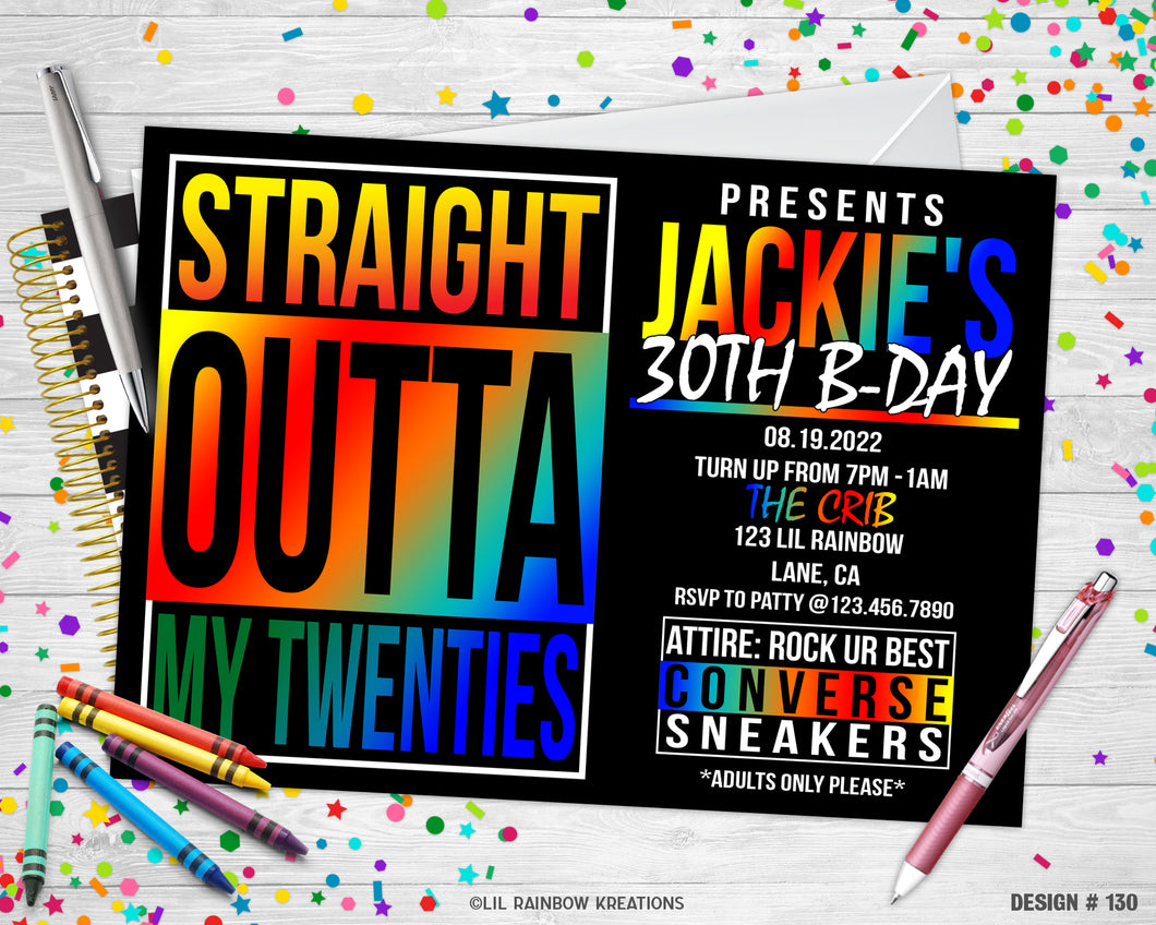 130 | Straight Outta Compton Party Invitation & Thank You Card