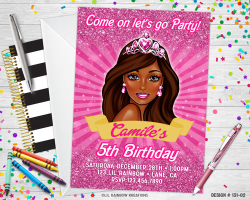 131-02 | Barbie Party Invitation & Thank You Card