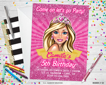 Load image into Gallery viewer, 131 | Barbie Party Invitation &amp; Thank You Card