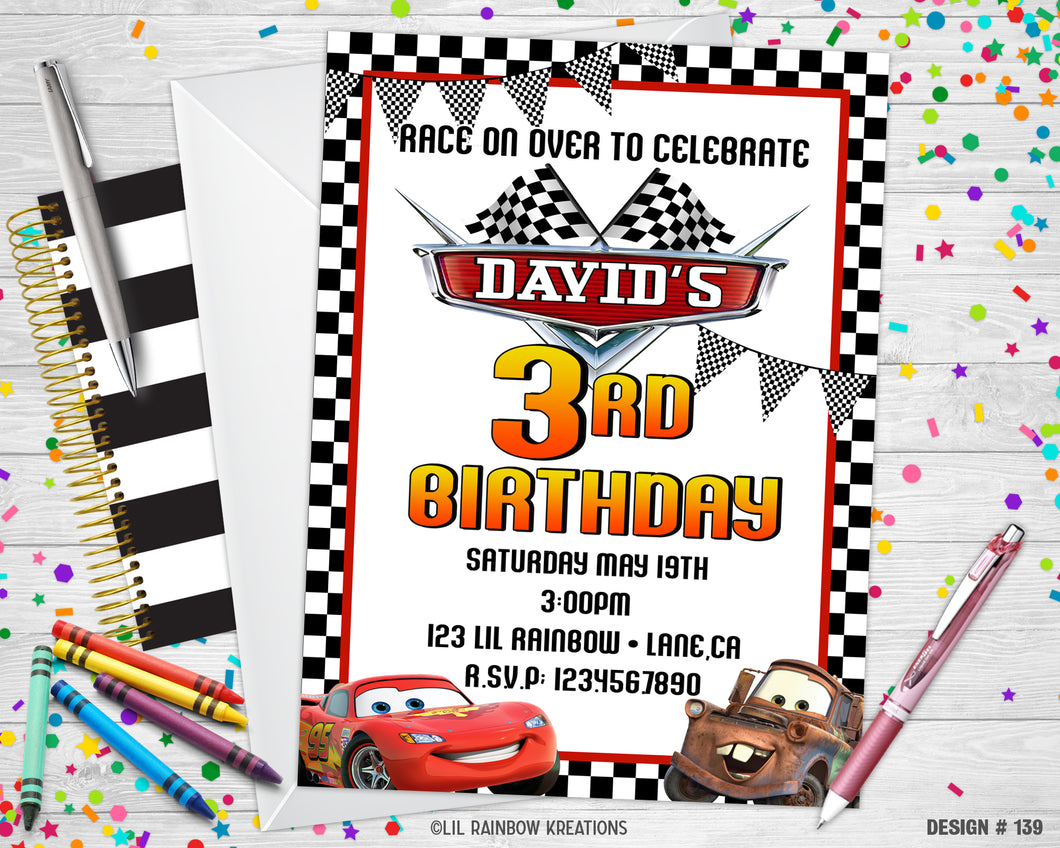 139 | Cars Party Invitation & Thank You Card