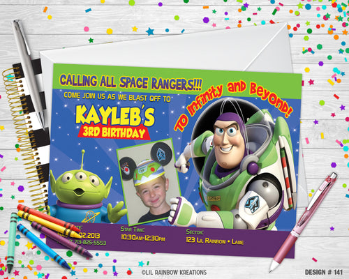 141 | Buzz Lightyear Party Invitation & Thank You Card