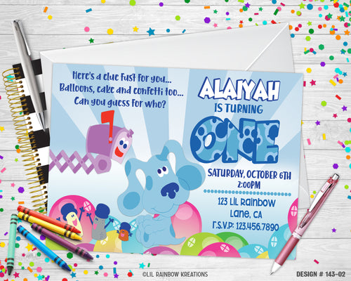 143-2 | Blues Clues Party Invitation & Thank You Card