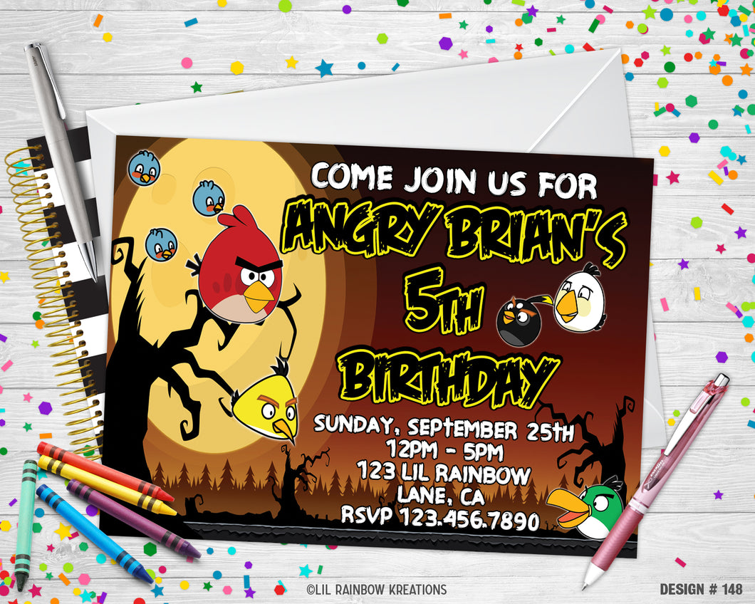 148 | Angry Birds Party Invitation & Thank You Card