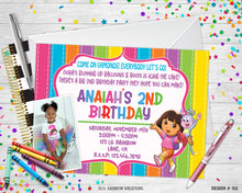 Load image into Gallery viewer, 152 | Dora &amp; Boots Party Invitation &amp; Thank You Card