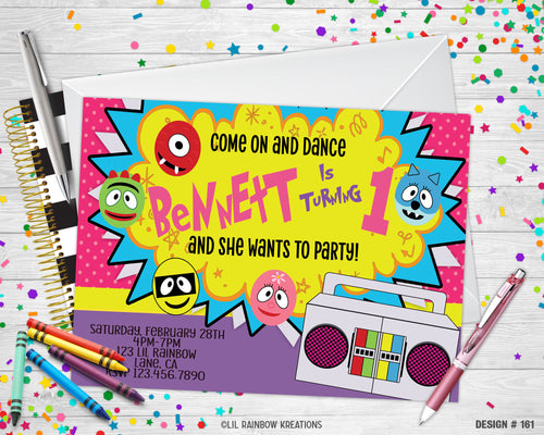 161 | Yo Gabba Gabba Party Invitation & Thank You Card