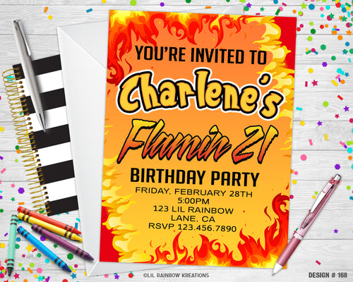 168 | Flamin Hot Cheetos Party Invitation & Thank You Card