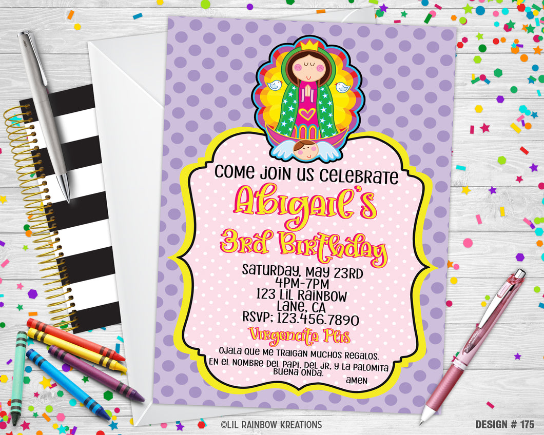 175 | Virgencita Plis Party Invitation & Thank You Card