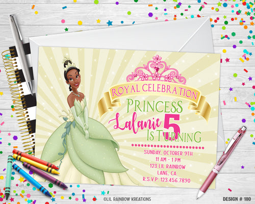 180 | Princess Tiana Party Invitation & Thank You Card