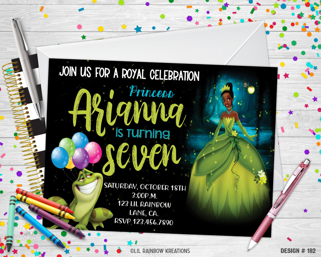 182 | Princess Tiana Party Invitation & Thank You Card