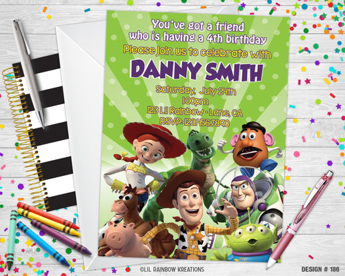 186 | Toy Story Friends Party Invitation & Thank You Card