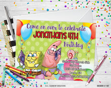 Load image into Gallery viewer, 187 | SpongeBob Party Invitation &amp; Thank You Card