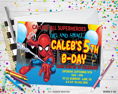 194 | Spiderman Party Invitation & Thank You Card