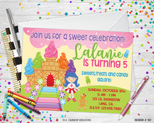 Load image into Gallery viewer, 197 | Candy Land Party Invitation &amp; Thank You Card