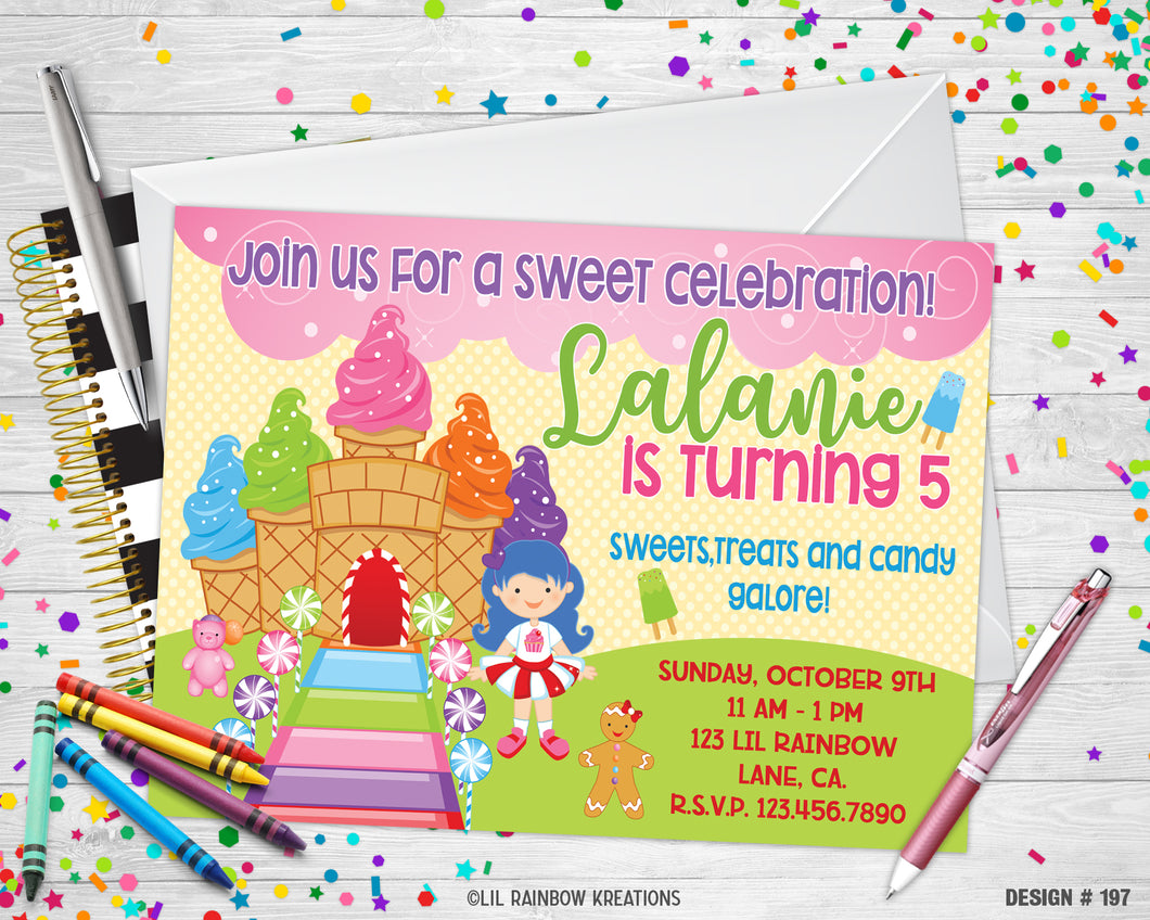 197 | Candy Land Party Invitation & Thank You Card