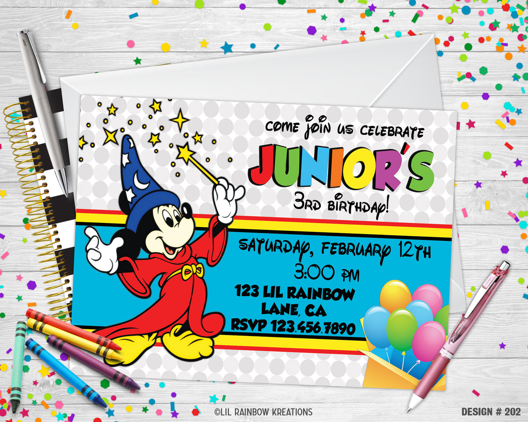 202 | Mickey Mouse Party Invitation & Thank You Card