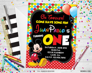 205 | Mickey Mouse Party Invitation & Thank You Card