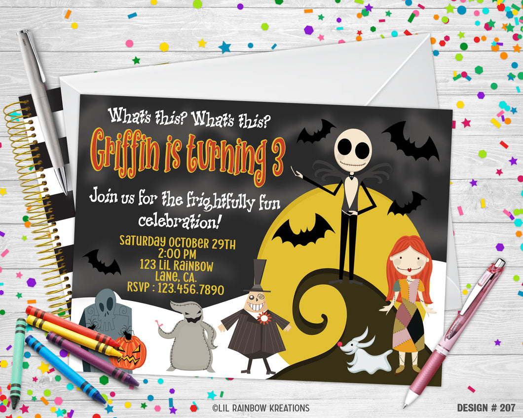 207 | The Nightmare Before Christmas Party Invitation & Thank You Card