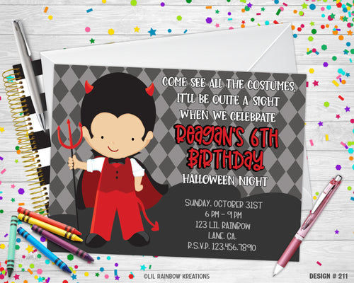 211 | Little Devil Halloween Party Invitation & Thank You Card
