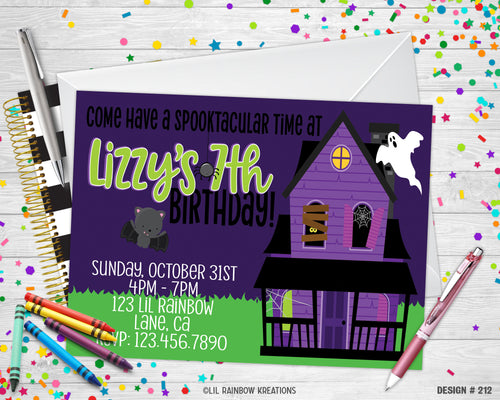 212 | Haunted House Halloween Party Invitation & Thank You Card