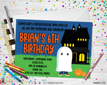 Load image into Gallery viewer, 213 | Cute Little Ghost Halloween Party Invitation &amp; Thank You Card