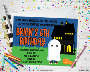 213 | Cute Little Ghost Halloween Party Invitation & Thank You Card