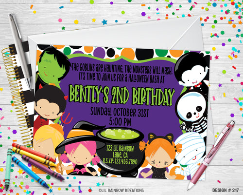 217 | Halloween Costume Party Invitation & Thank You Card
