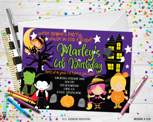 218 | Halloween Costume Party Invitation & Thank You Card