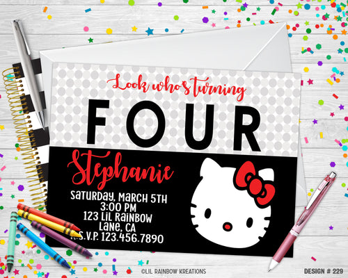 229 | Hello Kitty Party Invitation & Thank You Card