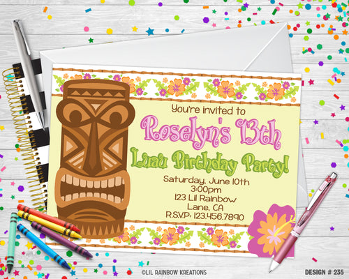 235 | Tiki Party Invitation & Thank You Card