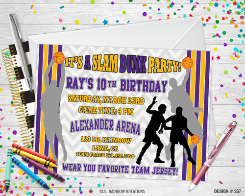 237 | Basketball Party Invitation & Thank You Card