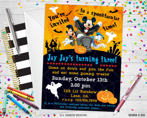 238 | Mickey Mouse Halloween Party Invitation & Thank You Card