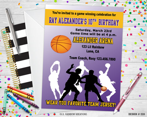 239 | Basketball Party Invitation & Thank You Card