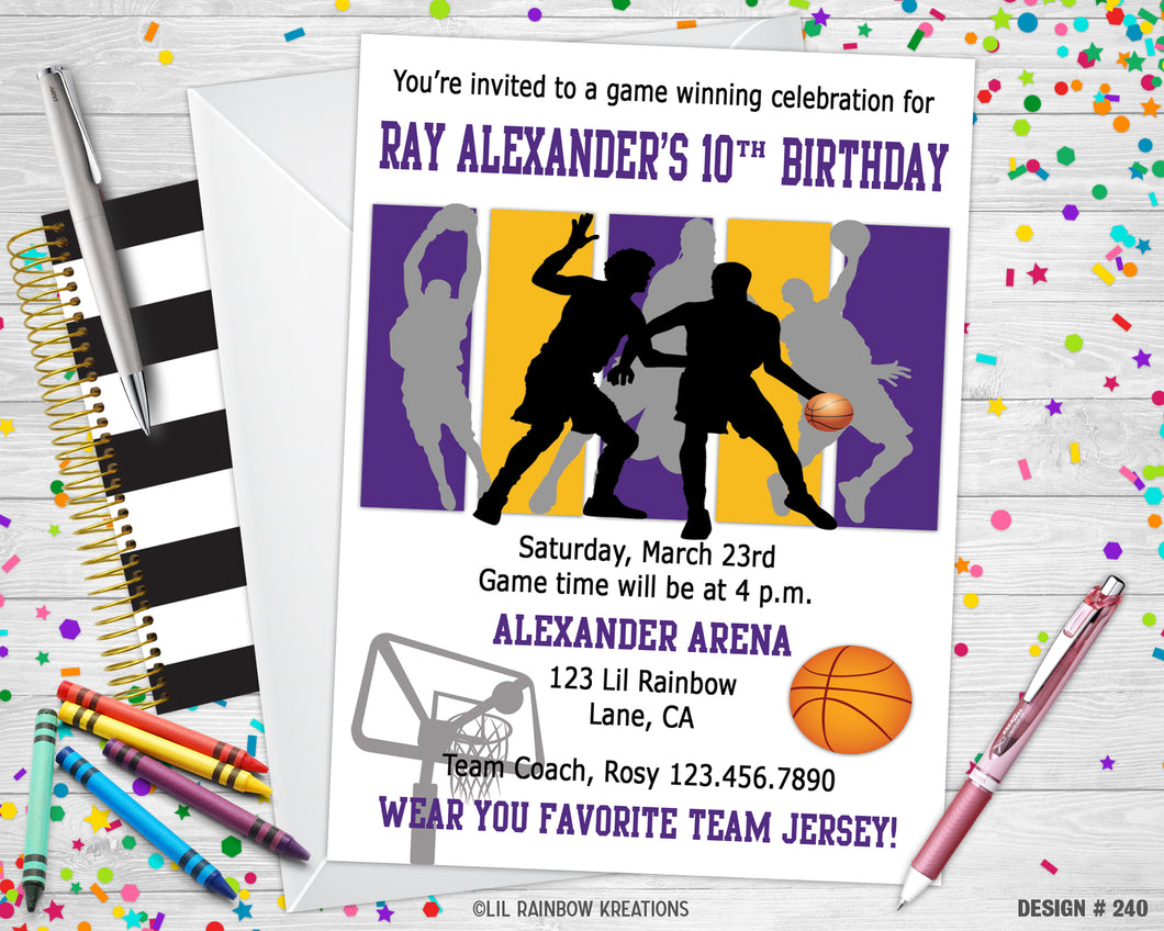 240 | Basketball Party Invitation & Thank You Card