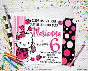 241 | Hello Kitty Lady Bug Party Invitation & Thank You Card