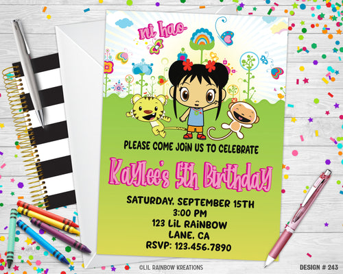 243 | Ni Hao Kai-lan Party Invitation & Thank You Card