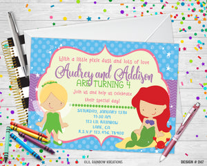 247 | Fairies & Mermaids Party Invitation & Thank You Card