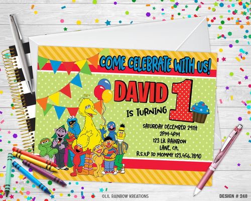 248 | Sesame Street Party Invitation & Thank You Card