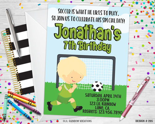 295 | Soccer Party Invitation & Thank You Card