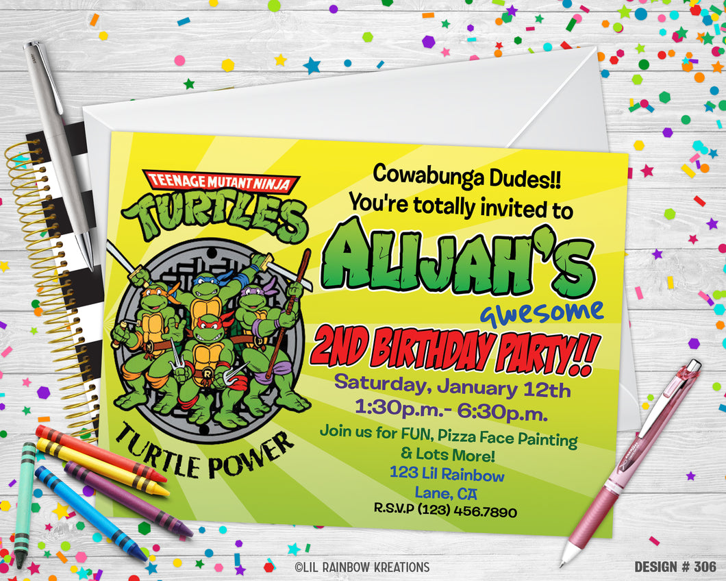 Teenage Mutant Ninja Turtles Birthday Invitations