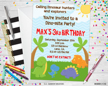 Load image into Gallery viewer, 313 | Dinosaurs Party Invitation &amp; Thank You Card