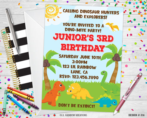 314 | Dinosaurs Party Invitation & Thank You Card
