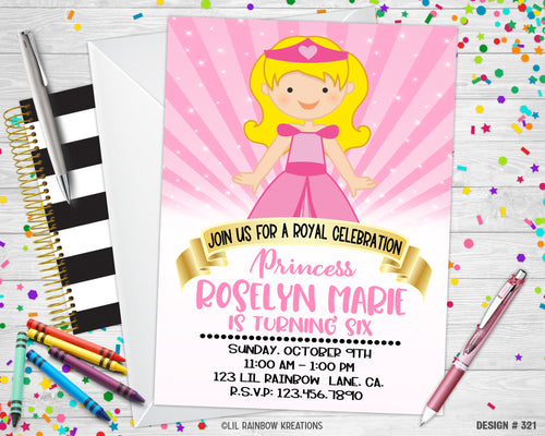 321 | Princess Aurora Inspired Party Invitation & Thank You Card